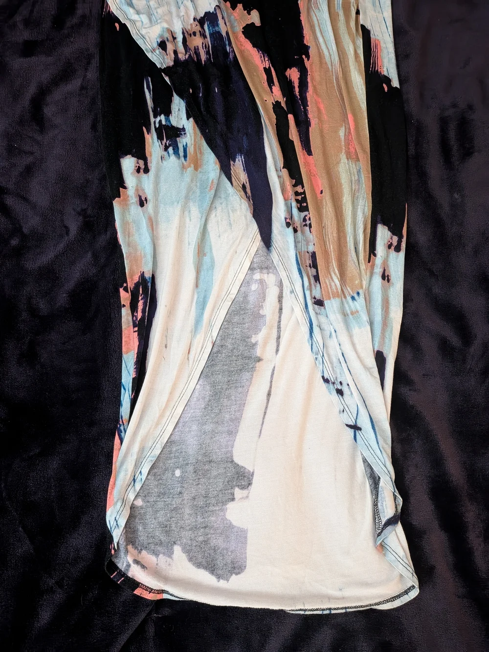 Abstract Print Midi Skirt in Black, Cream & Pink